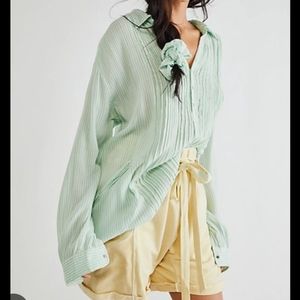 Free People FP One Waverley Stripe Tunic in Succulent Green XL